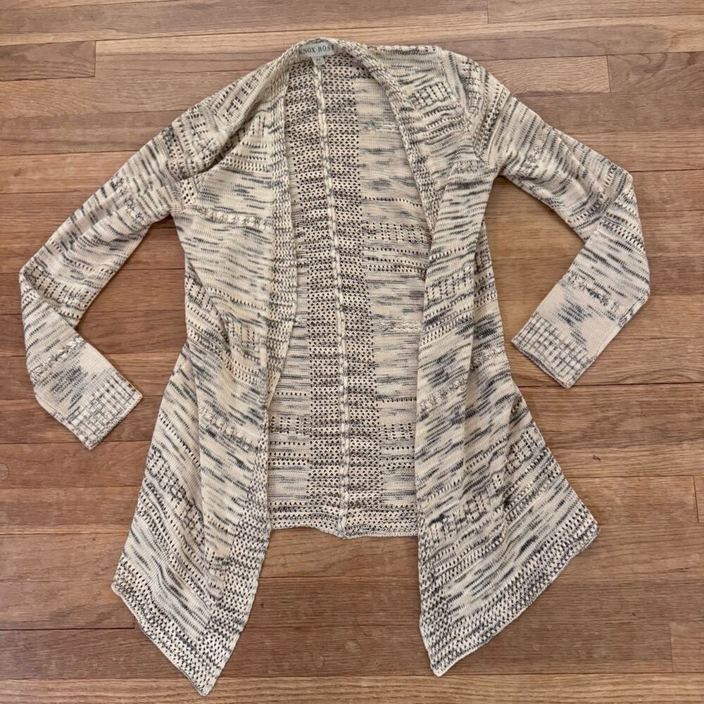 Knox Rose cream grey open front tunic sweater size XS
b75